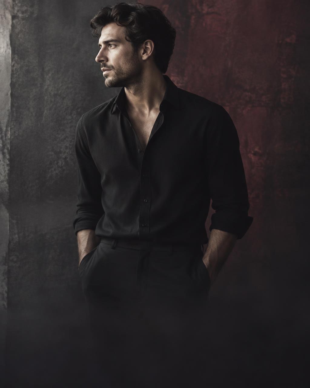 Hombre de estilo elegante en una fotografía editorial